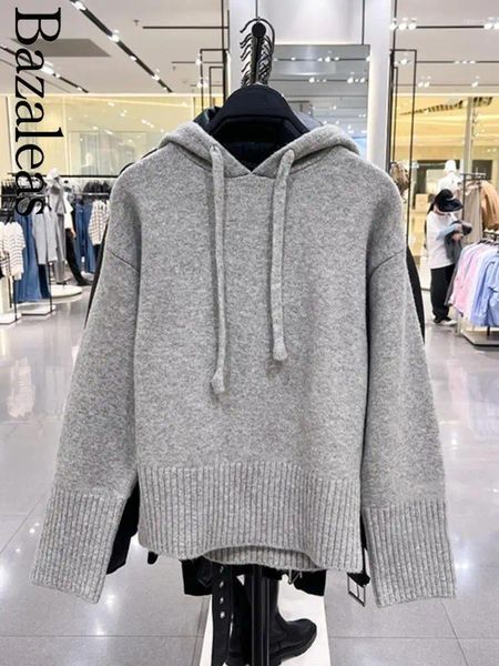 Women&#039;s Hoodies Women Official Store Y2K Grey Knit Sweatshirt Basic Coat Hooded Pullover Elegant