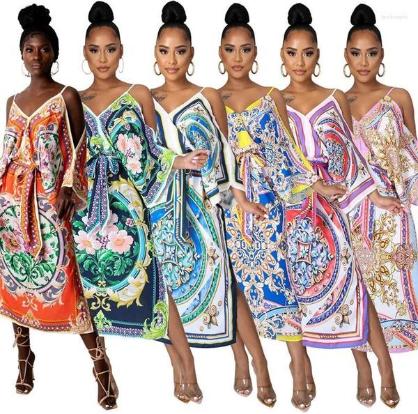 Casual Dresses Women Sexy Club Midi Dress Print Summer Elegant Vestidos Femme