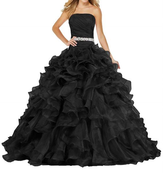 Quinceanera Dresses Princess Strapless Sequins Beading Pleat Organza Ball Gown with Lace-up Plus Size Sweet 16 Debutante Party Birthday Vestidos De 15 Anos Q09
