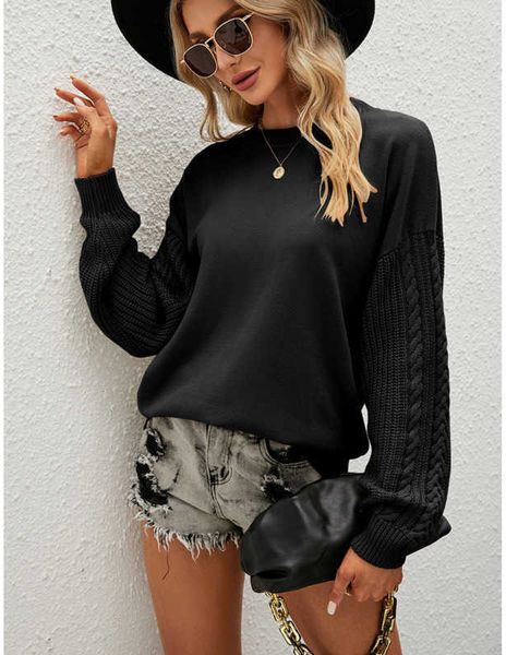 Women&#039;s Autumn Clothing Loose Round Neck Pullover Featuring Sleeves Twist Sweater