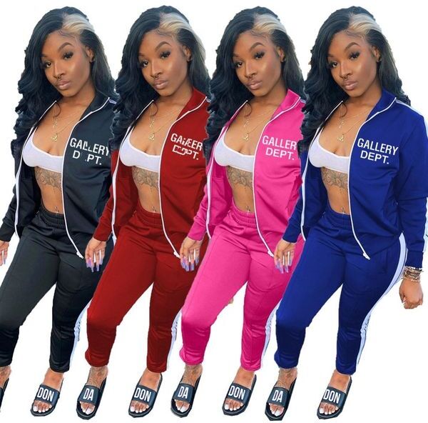 Designer Brand Women Tracksuits Jogging Suits letter print 2 Piece Sets Long Sleeve Sweatsuits stand collar Outfits Sportswear zip jacket Pants sport Clothes 8883-2