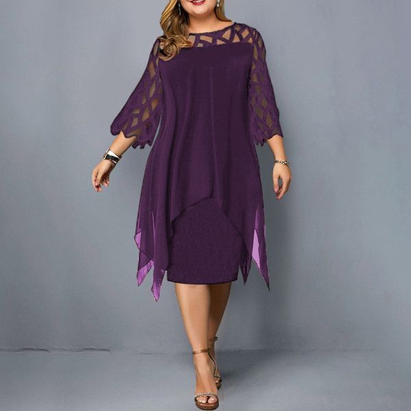 Plus size Dresses Plus Size Dresses Summer Lace Mesh Sexy Elegant Midi Party Sequin Dress Loose Long Sleeve Women&#039;s Clothing Clubwear 4XL 5XL 6XL 221121