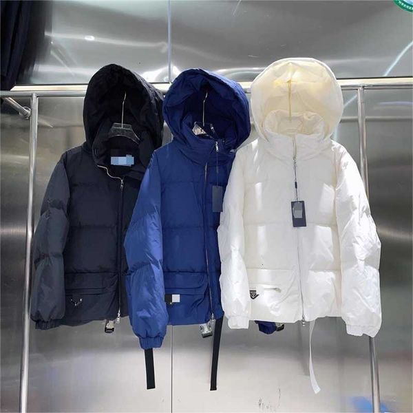 Designer down jacket brand triangle short coat women&#039;s autumn and winter new outdoor bread warm hooded top high-quality casual clothing