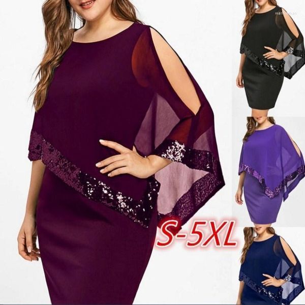 Casual Dresses Women&#39;s Irregular Dress Sequin Stitching Large 8 Colors Sizes