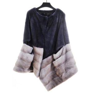 Women&#039;s Fur & Faux Arlenesain Custom 2021 Design Mink Cloak Purple Color And Gray Wrap Women Jacket