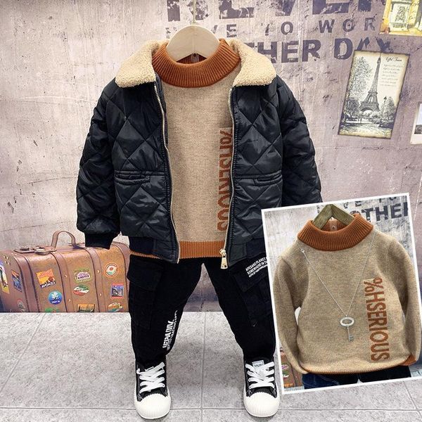 New Kids Tracksuit Baby Boys Clothing Sets Winter Casual Sweater Jacket Thick Pants 3pcs 2 3 4 5 6 Years Boys Suits High Quality1