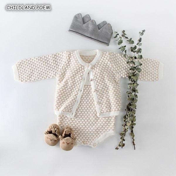 Knitted Autumn Winter Cotton Girl Romper Cardigan Newborn Baby Clothes For Girls Jumpsuit 201027