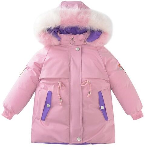 Winter Girls Fur Coat Embroidered Color Matching Thick Warm Baby Girl Jackets Coats Parka Kids Outerwear Clothes Kids Coat 3-12 LJ201126