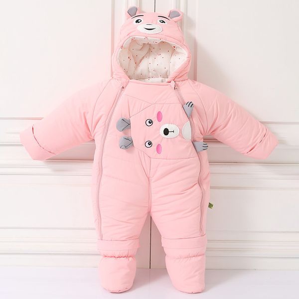 Winter Girl Baby Bear Jumpsuit Cartoon Warm Boy Rompers Cotton Ribbed Newborn Unisex Clothes Cute Infant Onesie Costume 201027