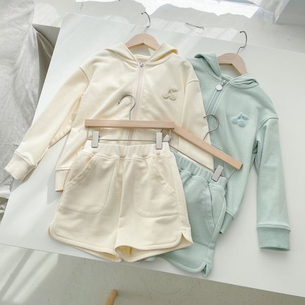 Children&#039;s tracksuit Kids Girls zipper jacket with shorts 2pc/sets cotton casual sportwear clothes