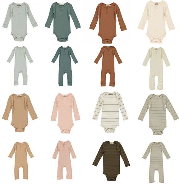 High Quality Baby Long Sleeve Romper Boys Girls High-end modal Cotton Fabric Unsiex Solid Color Kids Home Clothes 211011