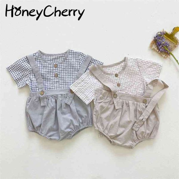 Baby summer short-sleeved shirt + overalls set baby boy clothes girl 210702