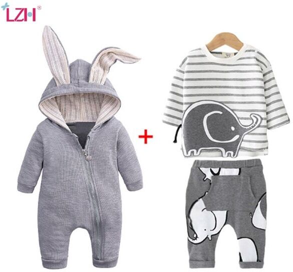 LZH Newborn Baby Boys Clothes Sets Autumn Winter Baby Girls Clothes Outfit Kids Infant Clothing For Baby Overalls 0-2 Year 210309