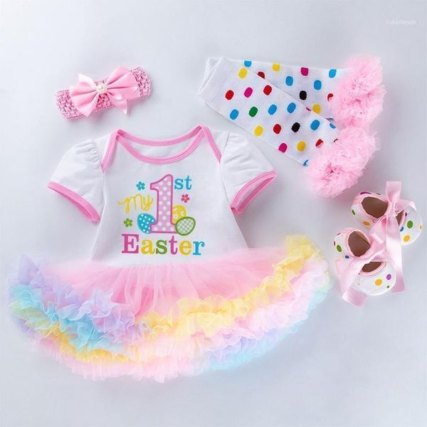 Clothing Sets Bebes Girls Clothes Set Easter Baptism 0-24 Months Infant Suit Sock+Dress+Shoes+Headband Kids Girl11