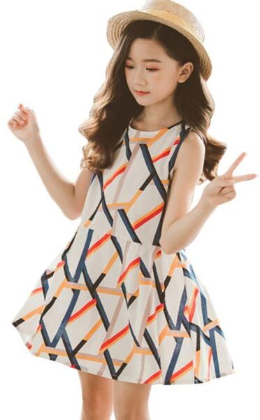 Girl&#039;s Dresses Girls Summer Dress Sleeveless Party Striped Pattern Kids Casual Style Clothes Girl 6 8 10 12 14