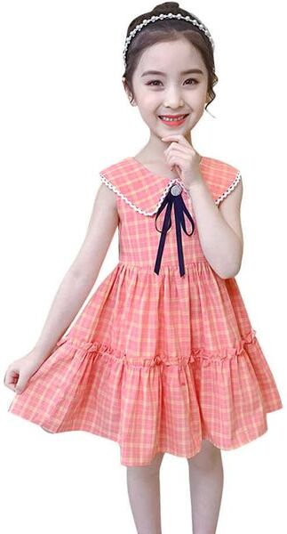 Kids Dresses For Girls Plaid Pattern Party Big Bow Summer Clothes Girl 6 8 10 12 14 210528