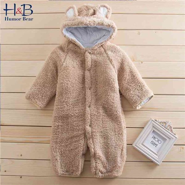 Fashion Baby Boys Autumn Winter Clothes Toddler Girls Warm Long Sleeve Cartoon Animal Hooded Jumpsuit Romper Clothing 210611