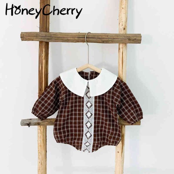 Baby Rompers Spring Plaid baby girl clothes born pography romper 210515