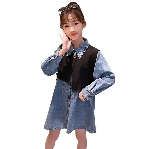 Kids Clothes Girls Vest + Denim Dress Clothing For Spring Autumn Casual Style Tracksuits Children 210527