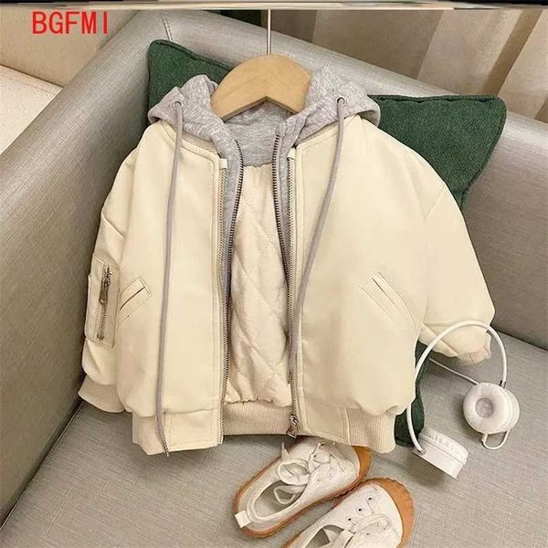 Winter Infant Toddler Kids Fashion Baby Girl Boy PU Leather Jacket Hooded Coat Chaqueta Thick Clothes 1-7 Years 211203