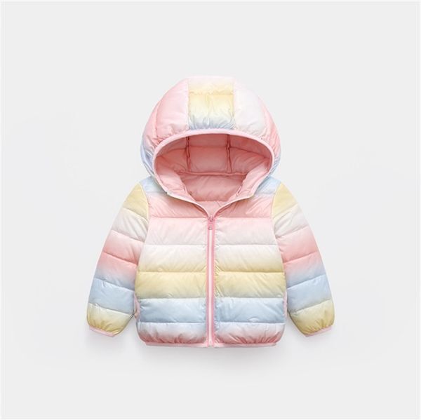 Girls Baby Clothes Boys Autumn And Winter Children&#039;s Down Jacket Boys And Girls Rainbow Warm Down Jacket Jacket LJ201202