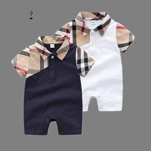 Hot High quality Newborn Baby Rompers Girls and Boy short sleeve Spring 100% Cotton Clothes classic plaid Infant Romper Children Ourfits
