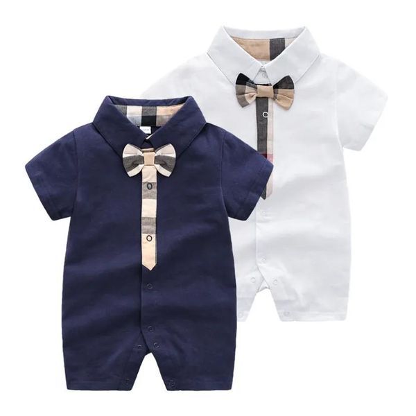 Rompers Newborn Baby Clothes Cotton Plaid Slim Lapel Short Sleeve New Borns Baby Girls Rompers Ropa Para Bebe 3 6 12 Month