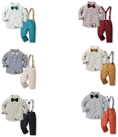 Baby Kids Clothes Sets Shirts Pants Plaid Long Sleeved T-shirts Trousers Boys Toddlers Casual Autumn Clothing Suits Children Youth Cotton outfit size 70-160cm