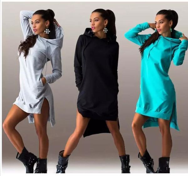 Women039s Dress Daily Wear Black Gray Sweater Dress Fleeced Hoodies Long Sleeved Fashion Girls Clothes Street Style Black And W2836256