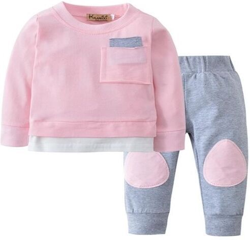 Autumn Toddler Infant Newborn Baby Boys Girls Clothes Set Cotton Long Sleeve T ShirtPants 2 Pcs Clothing Baby Outfits LJ2012236079926