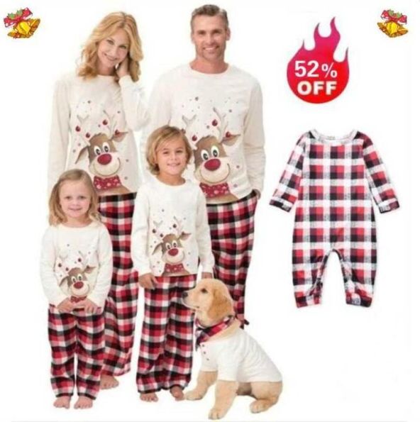 Xmas Family Christmas Matching Pajamas Set Sleepwear 2PCS Sets TopPants Men Women Kids Baby Family Matching Clothes Outfits H10144809536