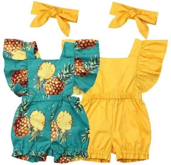 Newborn 2PCS Outfits Set Baby Girl Clothes Girls Sleeve Ruffle Romper Kids Jumpsuit Headband226t5297477