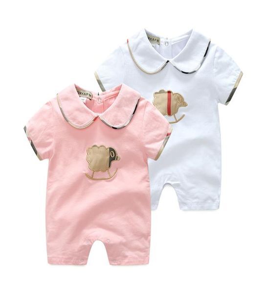 Retail High Quality Lapels Baby Rompers Summer Baby Boy Girl Clothing Newborn Infant Short Sleeve Thin Children Clothes1977294