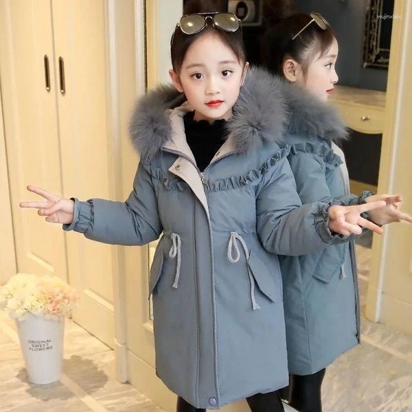 Down Coat 2024 Autumn Winter Baby Girls Jacket Child Thicken Warm Cashmere Hoodie Clothes For Teenage 5-16 Years Outerwear