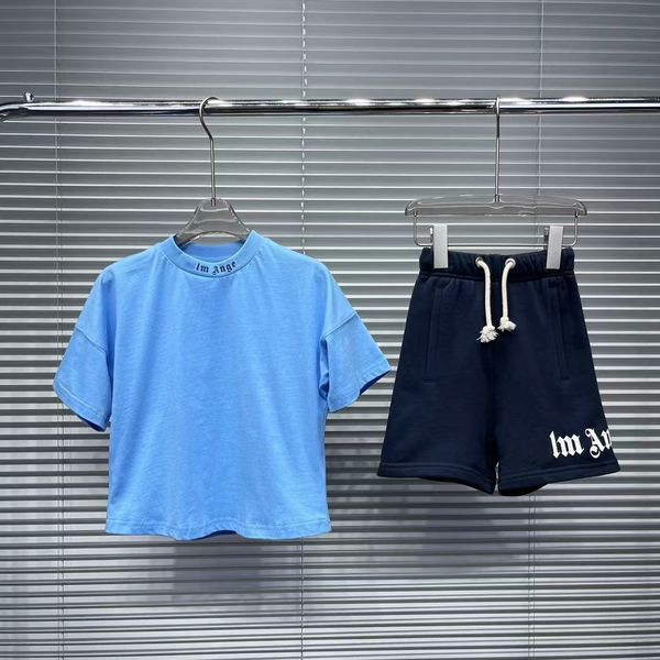 fasion kid designer set kids two pieces clothes baby t shirt Summer Tops Luxury brand shorts Sleeve With Letters 100-160