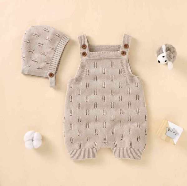 Newborn Baby Rompers Hats Clothes Sets Autumn Winter Solid Knitted Infants Kids Boy Girl Sweaters Jumpsuits Outfits 2pc Knitwear 19364504