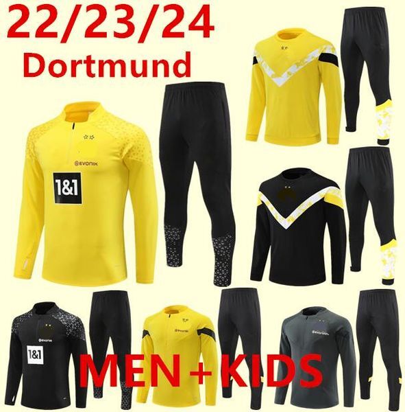 22 23 24 New Dortmund Long zip Tracksuits jogging suit jacket Kids and Man Borussia Long pants Soccer Sets Dortmund Training Suit Football set Survetement