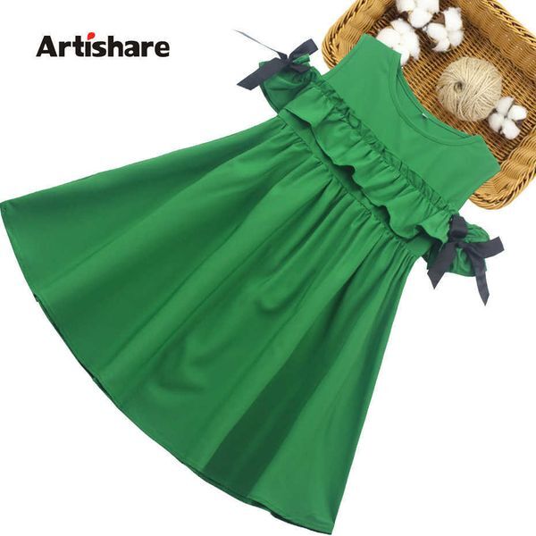 Girl&#039;s Dresses Girls Summer Dress Solid Color Girls Dress Kids Casual Style Kids Dresses Teenage Girls Costumes Kids 6 8 10 12 14 P230327