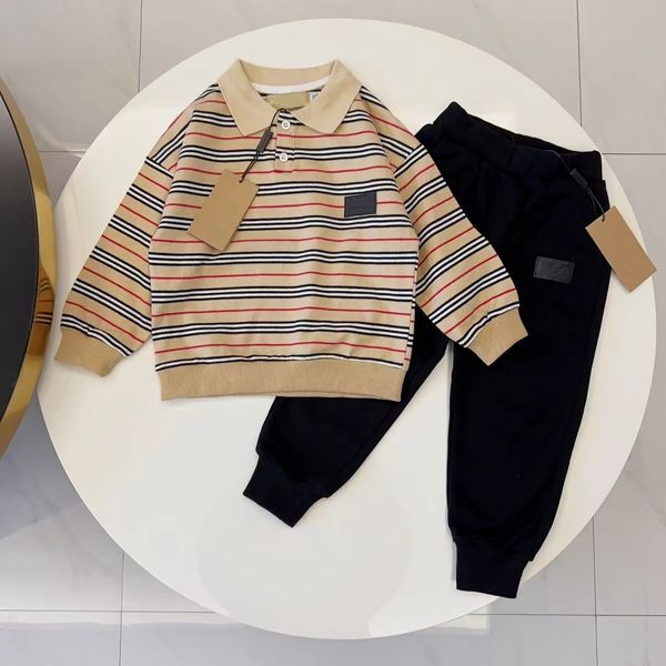 Polo Set Baby Clothes Kids Designer T Shirts Kid Sets Long Sleeved Pants Classic Stripe Design Spring and Autumn Style Luxury Brand Boy Clothe Toddler Clothing