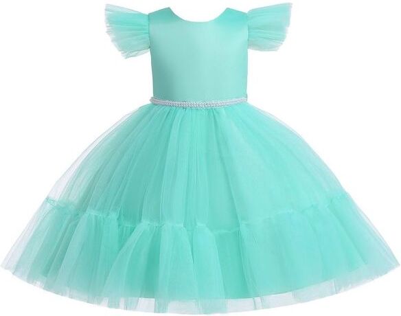 Girl&#039;S Dresses Baby Girls Formal Fashion Clothes Child Clothing Princess Flying Sleeve Mesh Stitching Wedding E18553