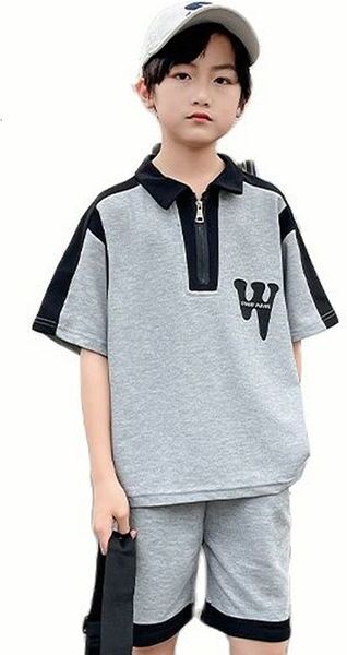 SetsSuits Boy Summer Clothes Solid Color Tracksuits For Boys Casual Style Kids 6 8 10 12 14 230510