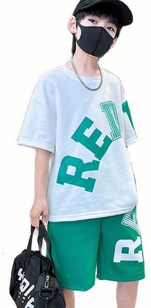 SetsSuits Boys Summer Clothes Letter Pattern For Casual Style Tracksuit Boy Teenage Children 230510