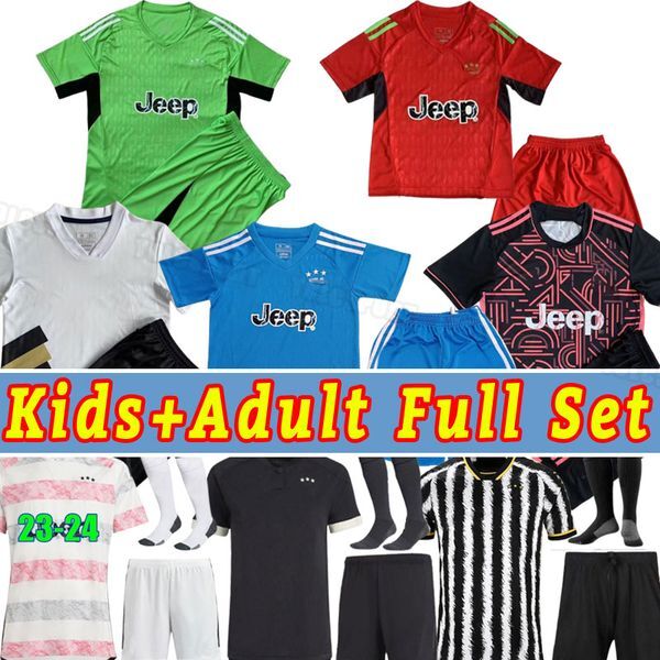 Full Set DI MARIA 23 24 JuVeNtus home soccer jersey VLAHOVIC POGBA 10 BREMER 3 CHIESA McKENNIE LOCATELLI shirts 2023 2024 KOSTIC shorts pants socks child kids adult