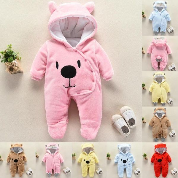 Jeans Baby Girl Boy Clothes for Newborn Winter Jumpsuit Kids Fleece Overalls Warm Cute Hooded Jumpsuit Bag Foot Romper for Children&#039;s