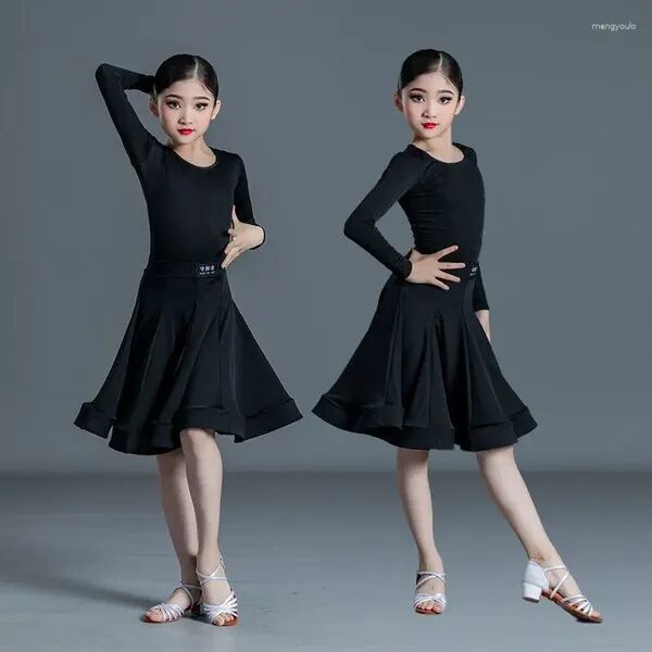 Stage Wear Children&#039;s Latin Dance Costume Girl&#039;s Competition Dress Performance Two-piece Set Clothes Women