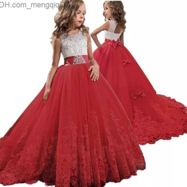 Girl&#039;s Dresses Girl&#039;s Dresses Red Girl Lace Embroidery Christmas Birthday Party Dress Flower Wedding Gown Formal Kids Dresses For Girls Teen Clothes 6 14 Yrs Z230704