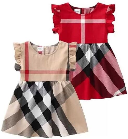 kids girl dress clothes summer princess baby dresses sleeveless cute plaid oneck aline dress for girls cloting13