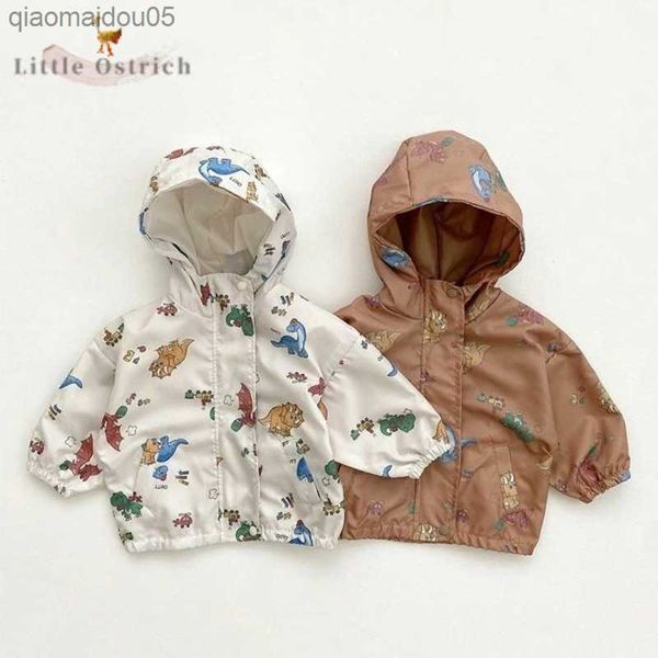 Newborn Baby Girl Boy Dinosaur Hooded Jacket Spring Infant Toddler Child Long Sleeve Coat Zipper Outwear Baby Clothes 9M-5Y L230712