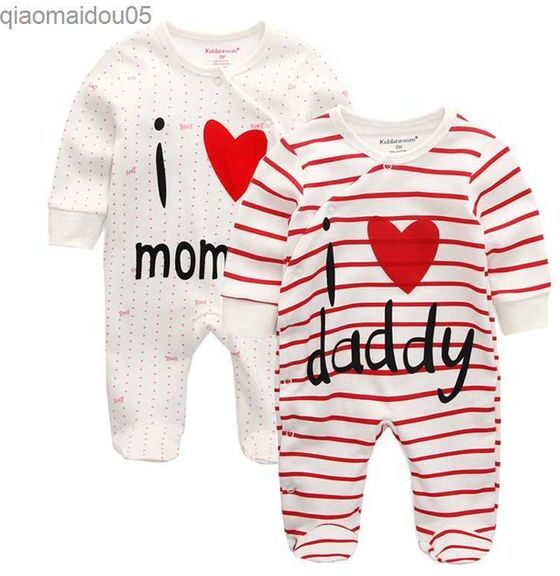 Baby Rompers Cover Newborn boys girls one-pieces Clothes stripe i love mommy printed baby winter sleepsuits ropa bebe clothing L230712