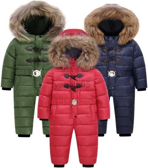 Down Coat Russia Winter -30 jumpsuit kids winter snowsuit 12M-4T Baby jumpsuit Down Jackets warm overall down coats boys girl Kids clothes HKD230725